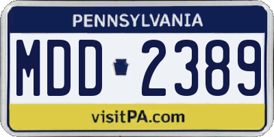 PA license plate MDD2389