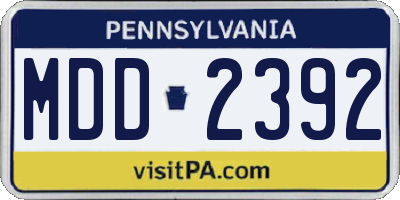 PA license plate MDD2392
