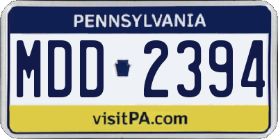 PA license plate MDD2394