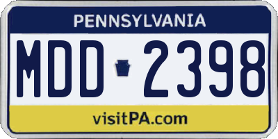 PA license plate MDD2398