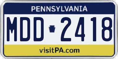 PA license plate MDD2418