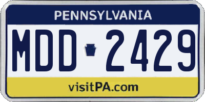 PA license plate MDD2429