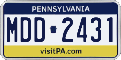 PA license plate MDD2431
