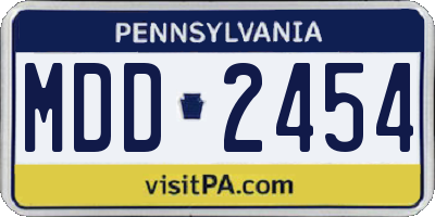 PA license plate MDD2454