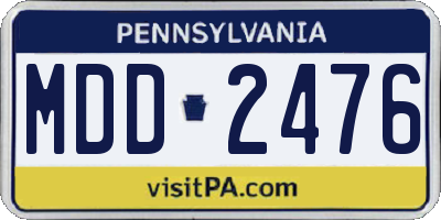 PA license plate MDD2476