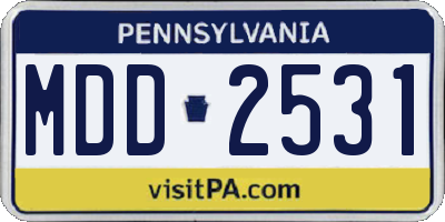PA license plate MDD2531