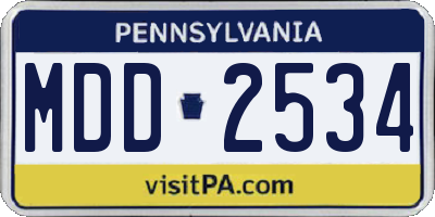PA license plate MDD2534