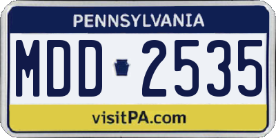 PA license plate MDD2535