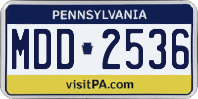 PA license plate MDD2536