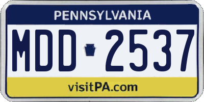PA license plate MDD2537