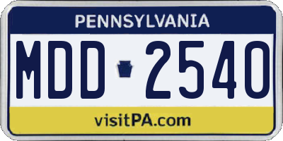 PA license plate MDD2540