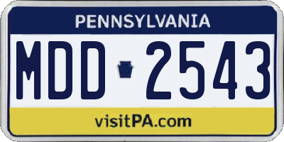 PA license plate MDD2543