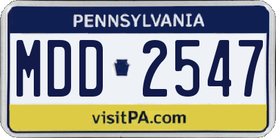 PA license plate MDD2547