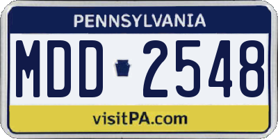 PA license plate MDD2548