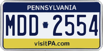 PA license plate MDD2554