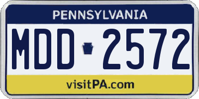 PA license plate MDD2572
