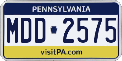 PA license plate MDD2575