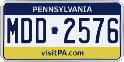 PA license plate MDD2576