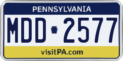 PA license plate MDD2577