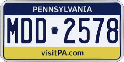 PA license plate MDD2578