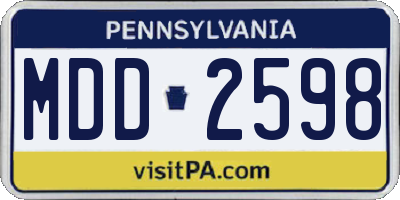 PA license plate MDD2598