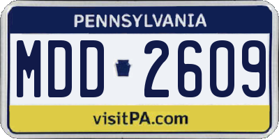 PA license plate MDD2609
