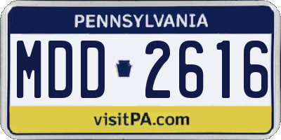 PA license plate MDD2616