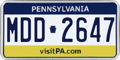 PA license plate MDD2647
