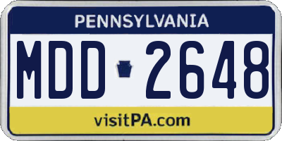 PA license plate MDD2648