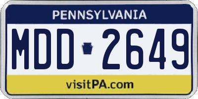 PA license plate MDD2649