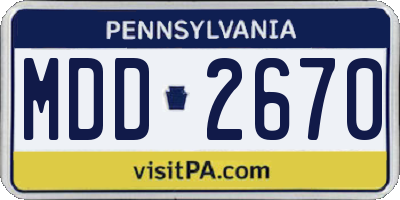 PA license plate MDD2670