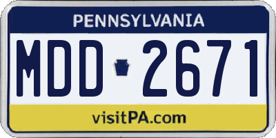 PA license plate MDD2671