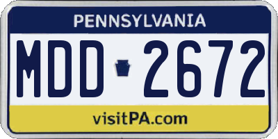 PA license plate MDD2672