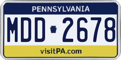 PA license plate MDD2678