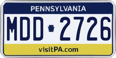 PA license plate MDD2726