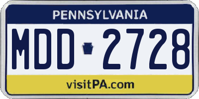 PA license plate MDD2728