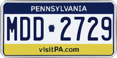 PA license plate MDD2729