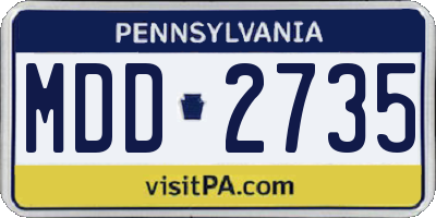 PA license plate MDD2735