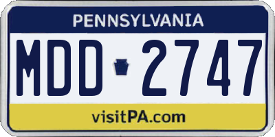 PA license plate MDD2747