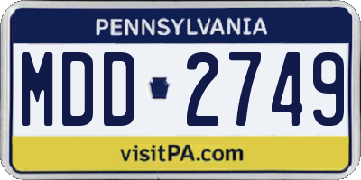 PA license plate MDD2749