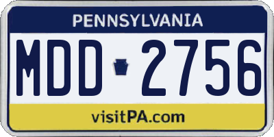 PA license plate MDD2756