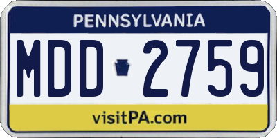 PA license plate MDD2759