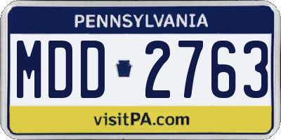 PA license plate MDD2763