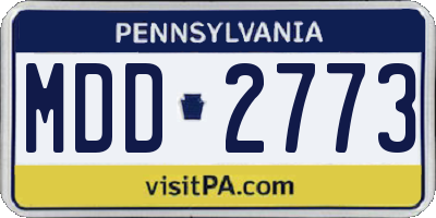 PA license plate MDD2773
