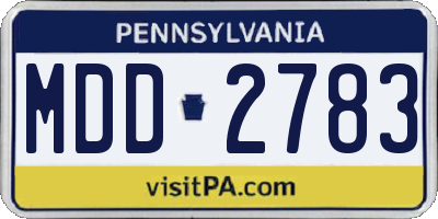 PA license plate MDD2783