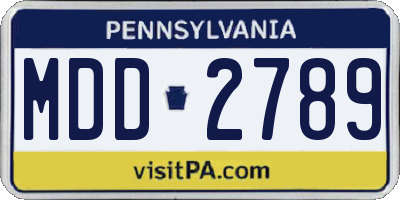 PA license plate MDD2789