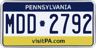 PA license plate MDD2792