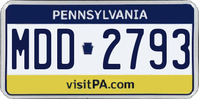 PA license plate MDD2793