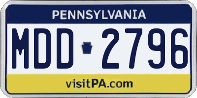 PA license plate MDD2796