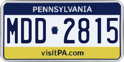 PA license plate MDD2815